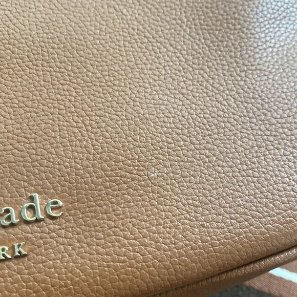 Kate Spade Tan Crossbody Bag with Striped Strap - Picture 14 of 15